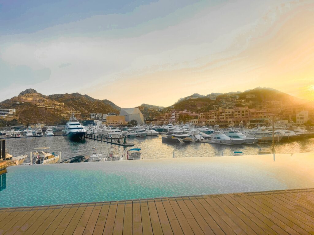 photo of a view of the marina a room at the Breathless Resort in Cabo Mexico