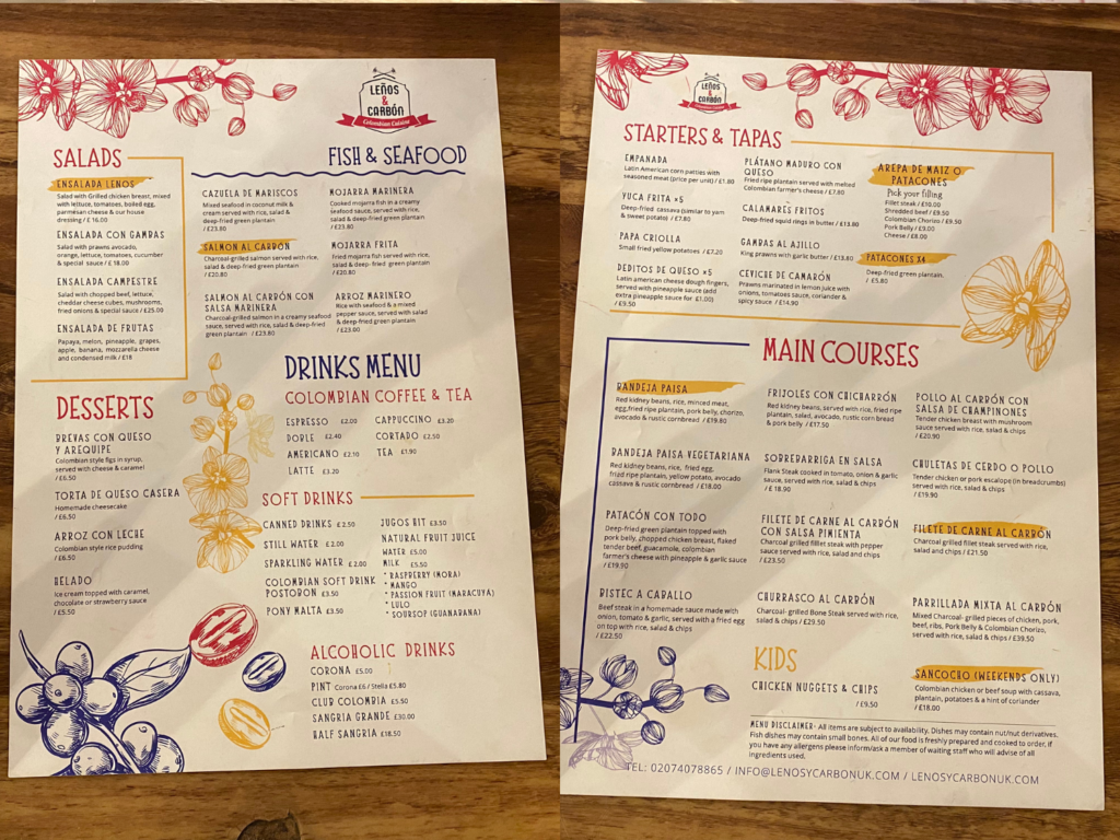 Leños & Carbon menus