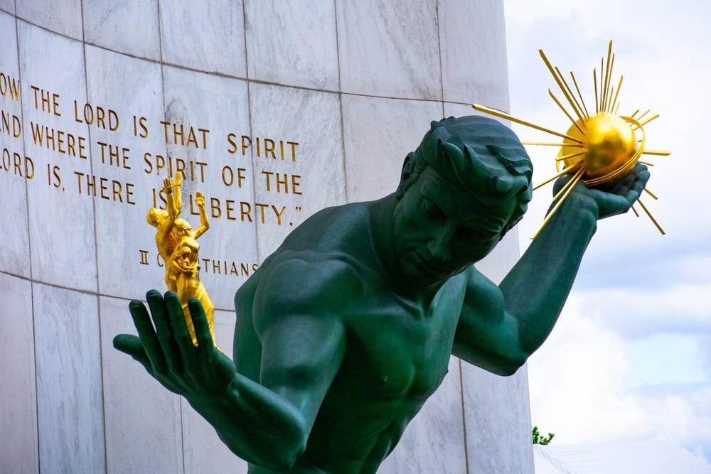 Photo of the Spirit of Detroit statue in downtown detroit michigan