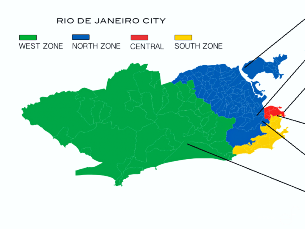 map of the 4 neighborhoods in rio