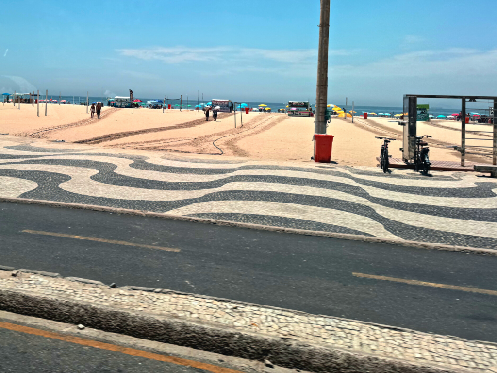 Photo of mosaic street in Copacabana Beach in Rio de Janeiro