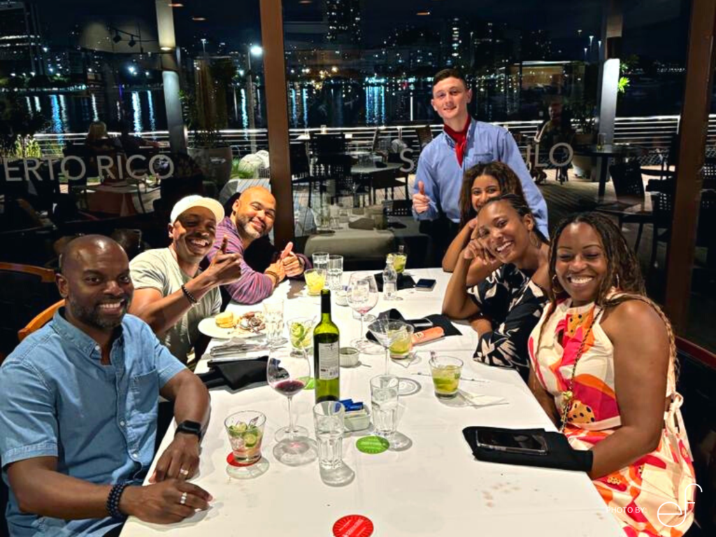 Photo of a group of friends at Fogo de Chao in Rio de Janeiro